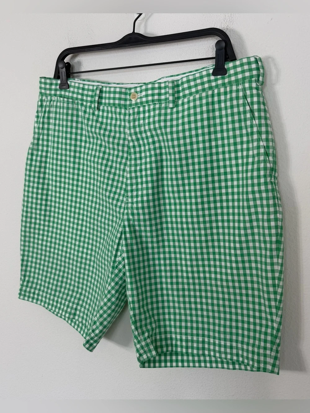 Polo Golf White Green Gingham Shorts RL Preppy Size 36